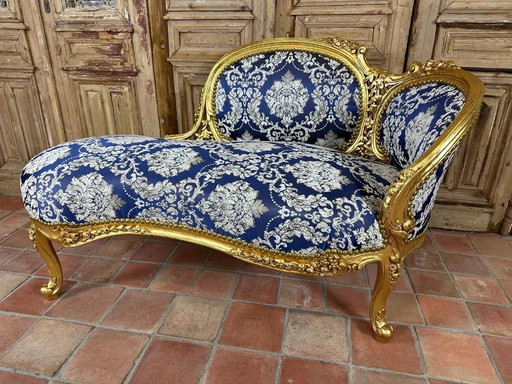 Vergoldete Chaiselongue/Tagesbett im Stil Louis XV – Napoleon III.