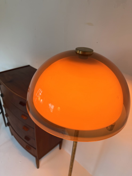 Image 1 of Lampada da terra a fungo in ottone vintage, Swisslamps anni '70