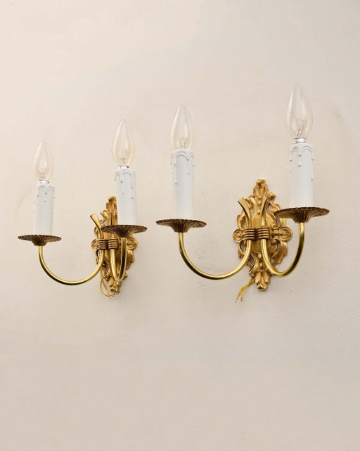 Paire d'Appliques Murales en Laiton Style Empire