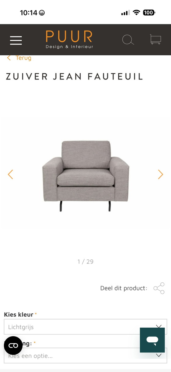 Zuiver Jean Armchair – Metal, Textile (photo 2 of 8)