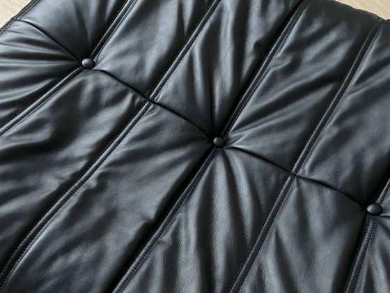 Image 1 of Identical Replica Ligne Roset Togo Sofa – Black Leather – 100% Italian Leather