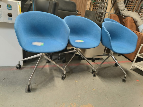 4 HAY Design Vintage Office Chairs In Blue – Plastic, Textile (photo 7 of 7)