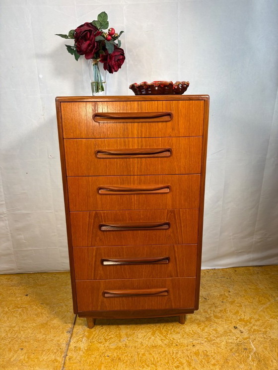 Image 1 of Mid-Century Retro Vintage Teak Tallboy Chest of Drawers by G Plan – Fresco Range 1960  Designed by Victor Wilkins • Afromosia Ha