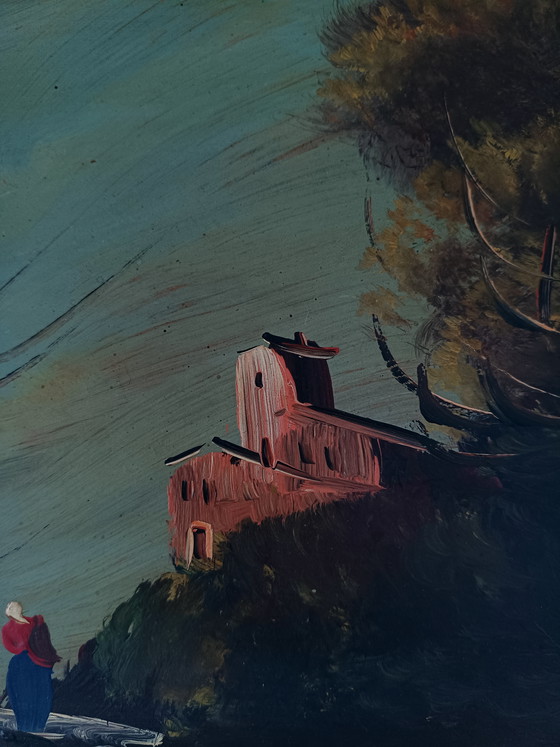 Image 1 of Oil painting Landscape with peasant women