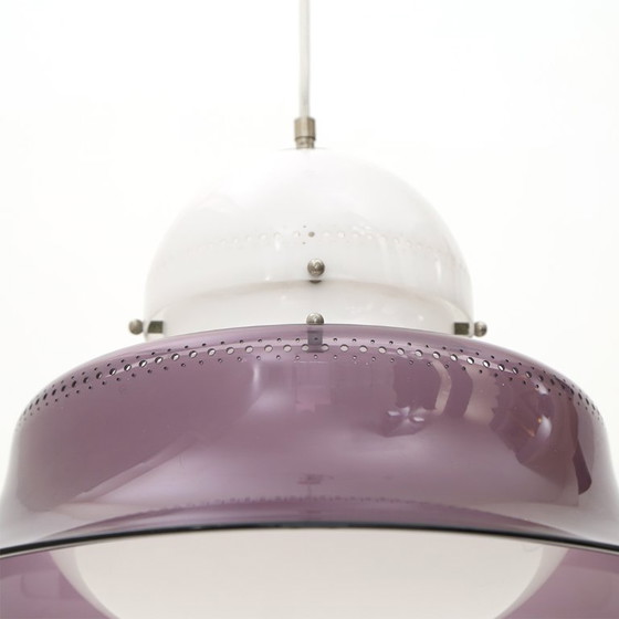 Image 1 of Witte en paarse "KD14" kroonluchter van Sergio Asti voor Kartell, jaren 70.
