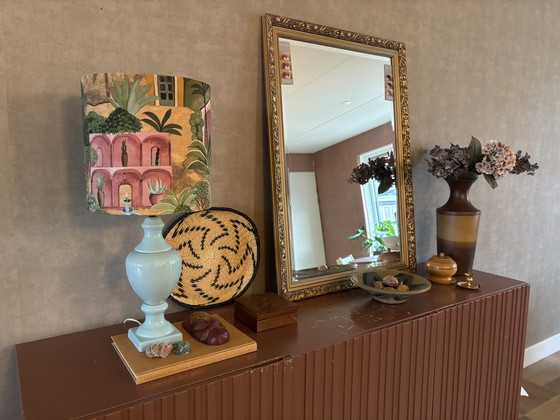 Image 1 of Eye-catching table lamp with tropical shade – turquoise base