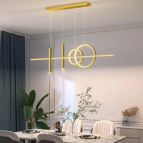 Image 1 of Moderner goldener Frangipani-Kronleuchter für das Esszimmer