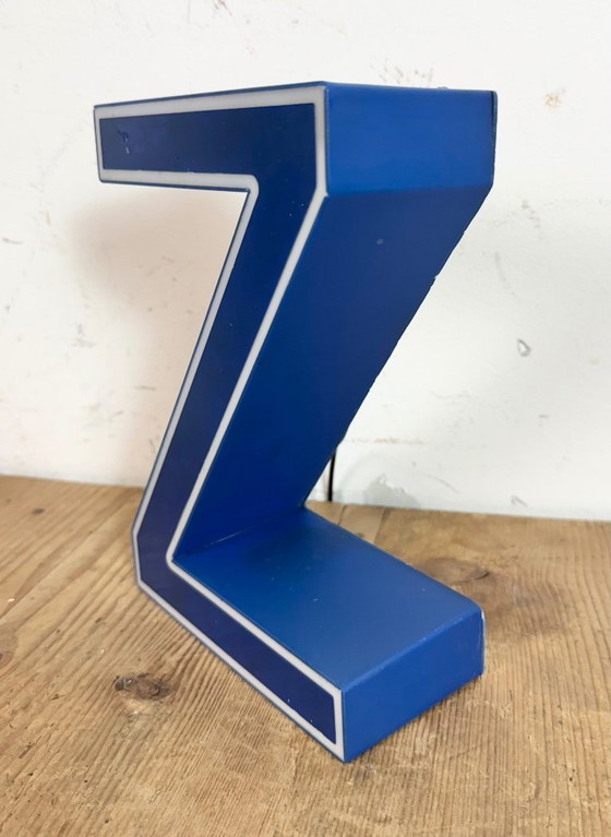 Image 1 of Vintage Blue Plastic Illuminated Letter Z, 1970s