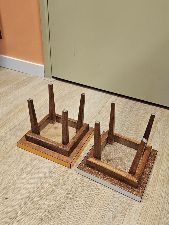 Image 1 of Set van 2 Vintage Plantentafeltjes Bijzettafeltje Tafeltje