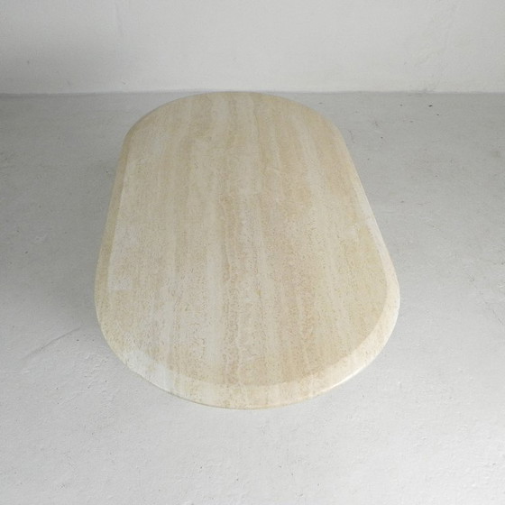 Image 1 of Mid-Century travertine coffee table with oval top, 1970s