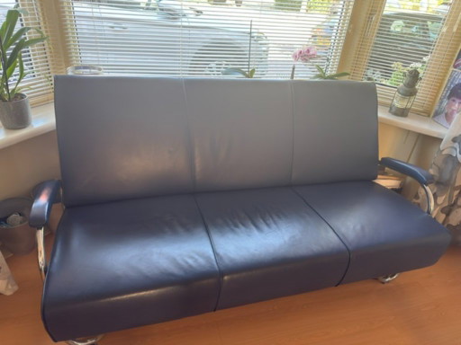 Divano Gispen 444, 3 posti - Rivestito in pelle blu – 3 5 zitsbanken, Leather