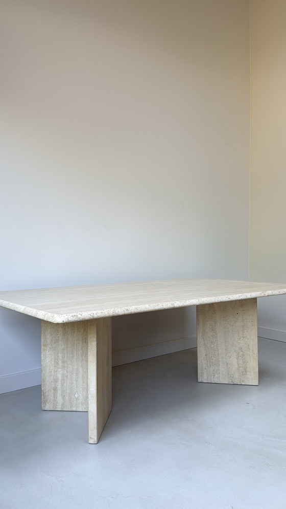 Image 1 of Vintage Italian travertine table