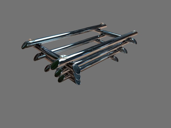 1970s Chrome & Glass Coffee Table – Attributed to Paul Mayén – paul mayen, Salontafels (photo 7 of 8)