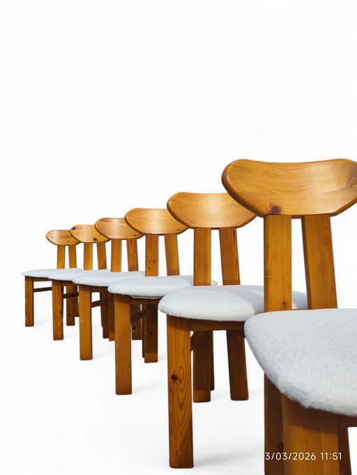 Set of 6 Danish pine chairs