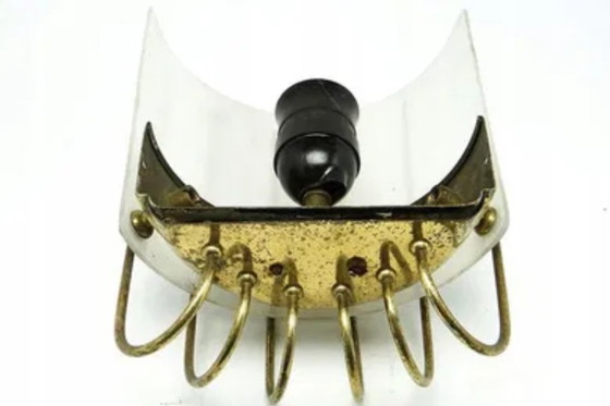 Postmoderne polnische Wandleuchte, 1970er Jahre, Wandleuchten, Metall, Plexiglas, Gold (Foto 2 von 5)