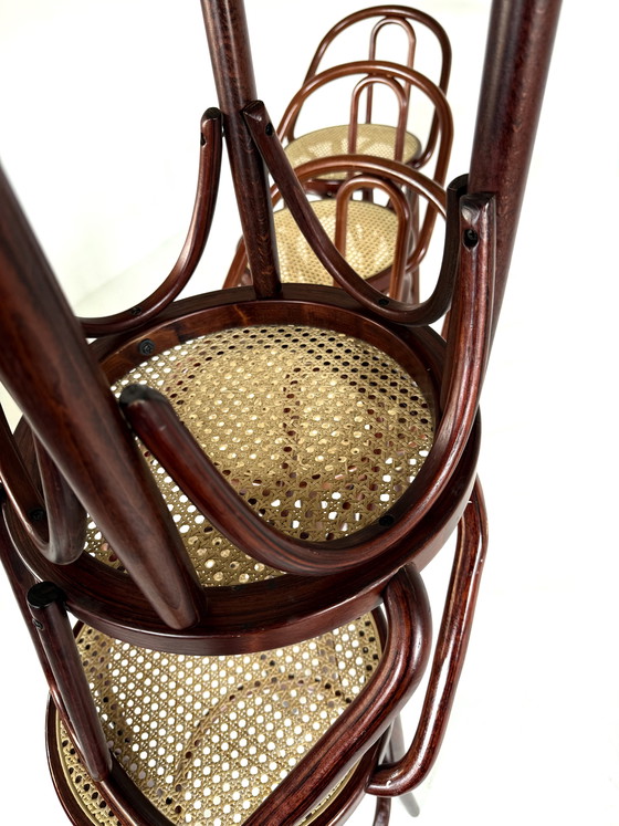 Image 1 of 5x vintage webbing bar stool, Thonet ‘60s style