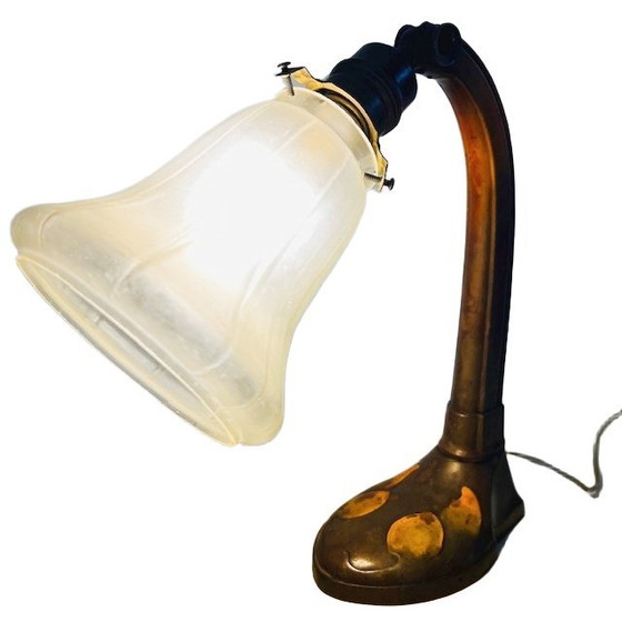 Image 1 of Antieke Art nouveau bureaulamp smeedijzer d.g.m.s. Ges. Gesch. 1910's