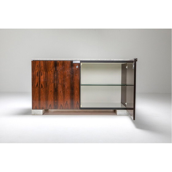 Image 1 of Vintage Carrara Marble and Rosewood Cabinet by De Coene - 1960s