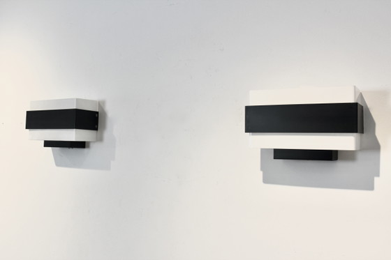 Stock of Louis Kalff Philips Wall Sconces in Black & White, Wall lights, Metal, Dutch Design Style (photo 12 of 12)