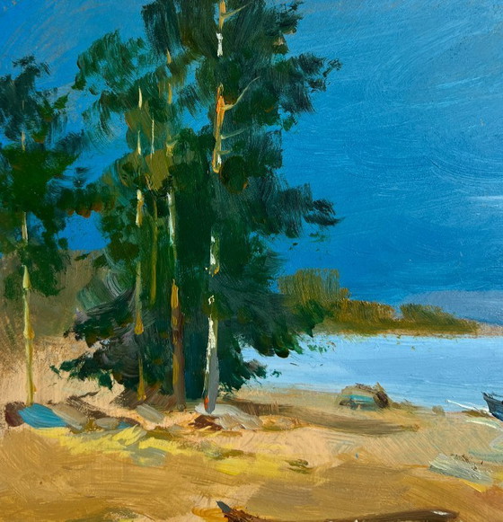 Image 1 of Original Oil Painting Coastal Sea Landscape The call of distant waves