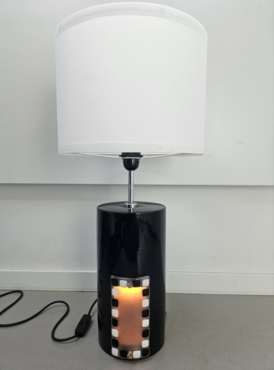 Vintage Brutalist Table Lamp Cerámicas Bondia 1970s, Ceramic, Black (photo 5 of 14)