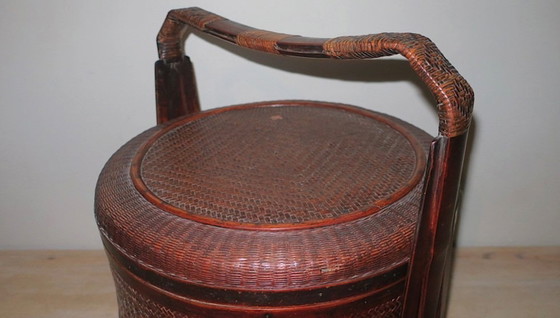 Cesto antico in legno e rattan a tre scomparti, 1900 – Oggetti decorativi, Wood (photo 10 of 10)