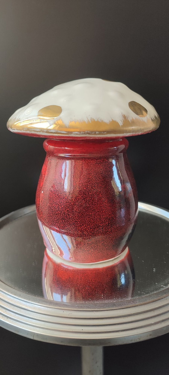 Vallauris enamelled ceramic mushroom lamp, 60s/70s. – Table lamps (photo 3 of 13)