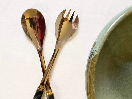 Image 1 of Couverts de service en inox et bakélite, Guy Degrenne