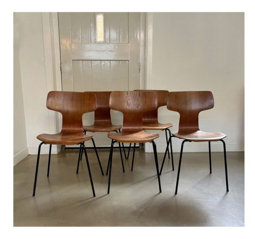 Set di 5 sedie ‘Hammer’, design di Arne Jacobsen per Fritz Hansen, Danimarca, 1969