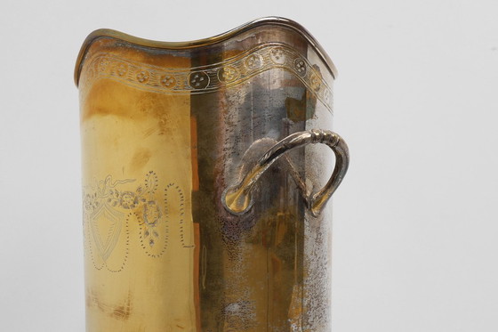 Image 1 of Antico secchiello per champagne in rame argentato, Francia, circa 1900