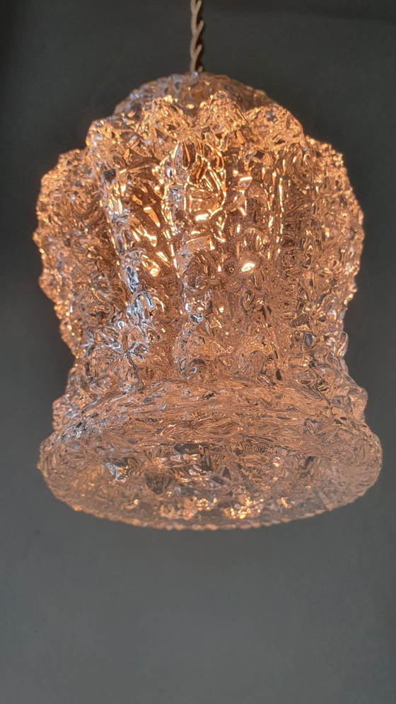 Image 1 of Vintage hanglamp van dik, getextureerd glas. Duitsland Mid Century