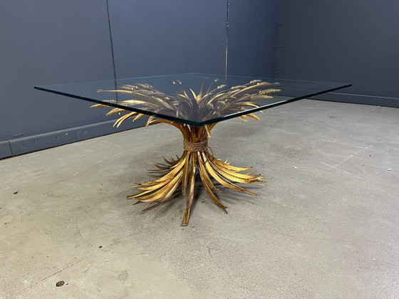 Image 1 of Vintage gilt metal sheaf of wheat coco chanel coffee table, 1960s
