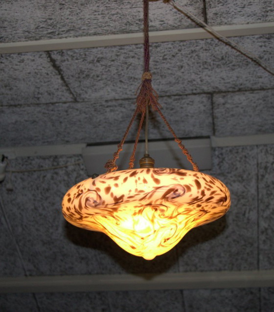 Image 1 of large art deco scale lamp opaline glass 42 cm Diameter