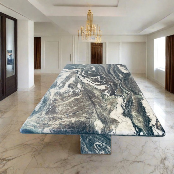 Image 1 of Gran Mesa de Comedor Cipollino Ondulato Mármol Diseño Italiano
