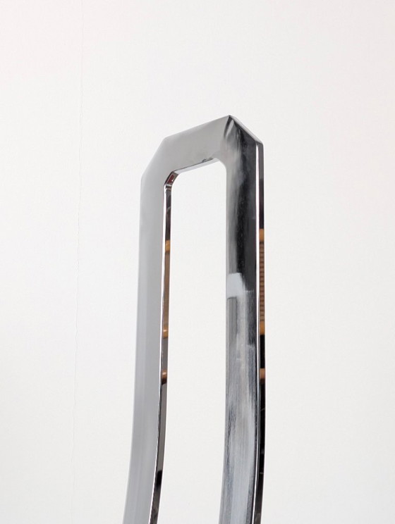 Image 1 of Sedie postmoderne in cromo e legno rosso, set di 4, anni '80