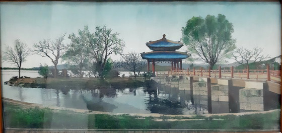 Image 1 of Vintage Asian Silk Tapestry – Framed Landscape Art