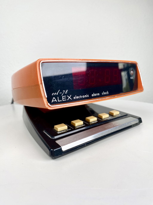 Vintage Space Age / Retro Alarm Clock by Alex (CEL-78) - Orange Retro Clocks & Home Decor Accents