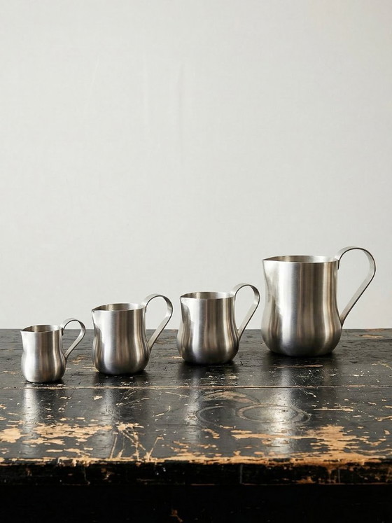 Image 1 of Lot de 4 mesures de bar vintages en inox brossé années 60-70