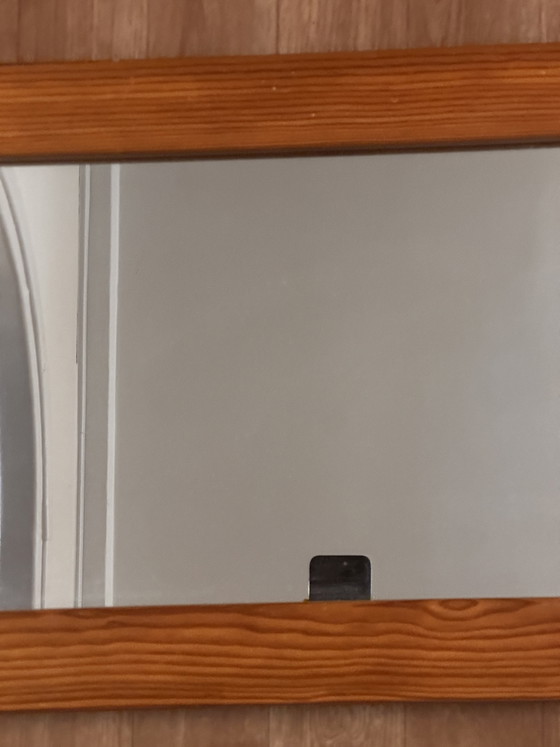 Espejo de pared octogonal grande de pino, década de 1970 – 103 × 40 cm – Wood, Glass (photo 9 of 13)