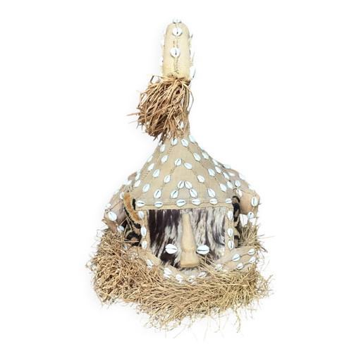 Elefantenmaskenhelm Kuba Mukyeem / Mukenga – Kongo – Kauris & Bast
