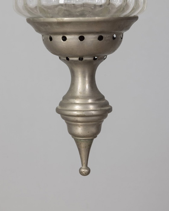 Image 1 of  Pagina 1 van 10 jaren 1960 vintage hanglamp in gedecoreerd glas Italiaans ontwerp