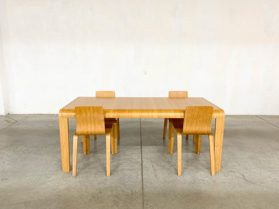 Image 1 of Bamboo Dining Set Table and Chairs by Henrik Tjaerby for Artek Studio, Set of 5