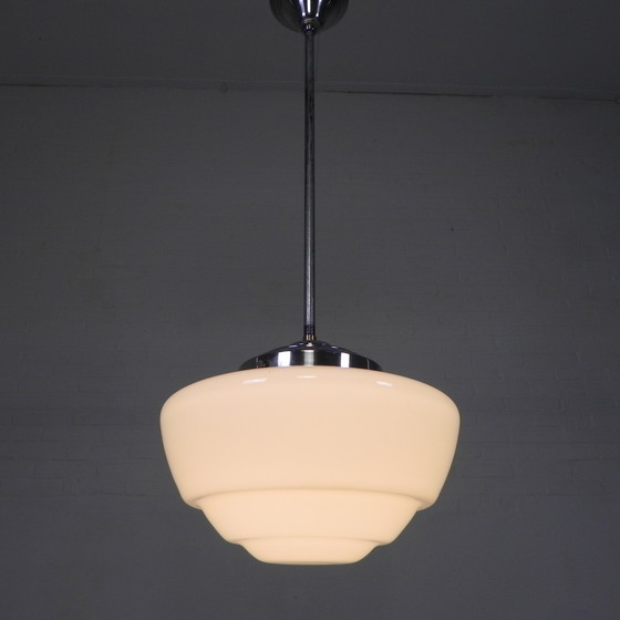 Image 1 of Art Deco Pendant Lamp With Stepped Glass Shade, Semlite Vsl, 1930s