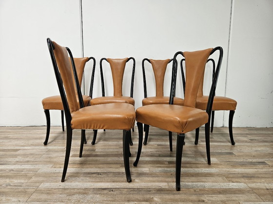 Set van 6 eetkamerstoelen van Vittorio Dassi uit de jaren 1950. – Wood (photo 4 of 17)