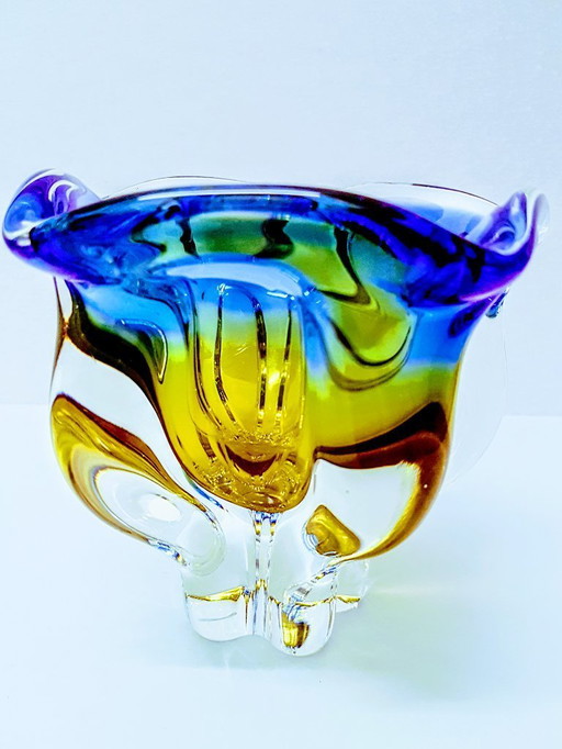 Vase /jardeniere hand blown glass by Josef Hospodka/ Czechia