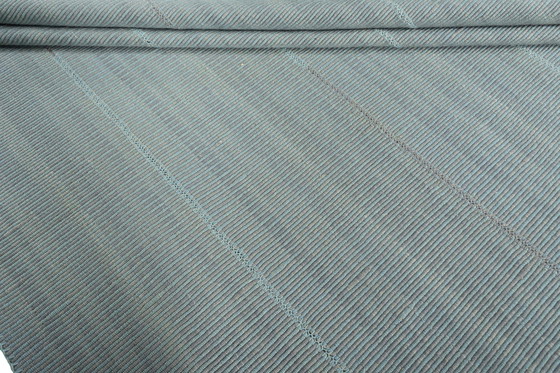 Image 1 of Handgewebter Moderner Kelim – 300 x 256 cm | Minimalistisches Design in Sanftem Blaugrün – 100% Wolle