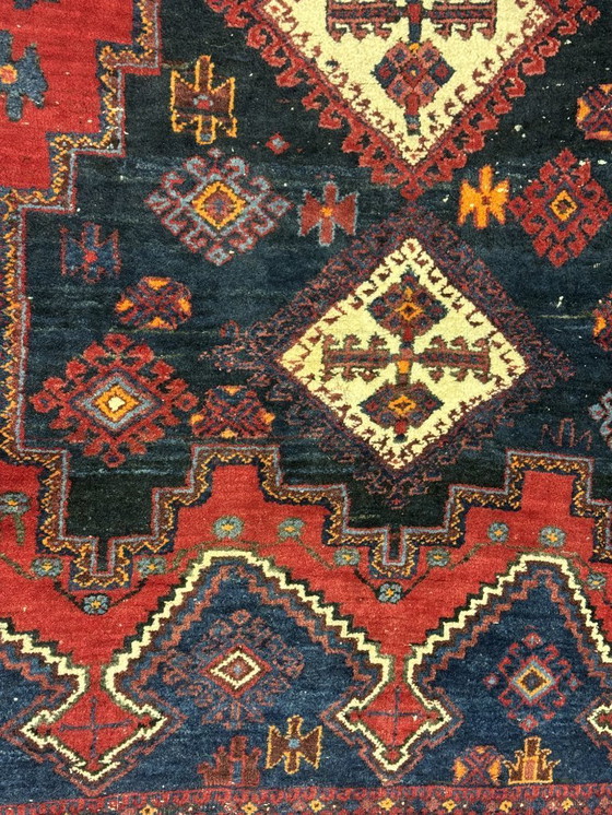 Image 1 of Vintage Hand-Knotted Tribal Wool Rug with Geometric Medallions, Persia / Central Asia, c. 1970s, 160x200 cm