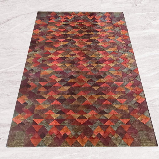 Schitterend geometrisch Italiaans wollen tapijt "Luxor" uit de jaren 80 van Missoni voor T&J Vestor