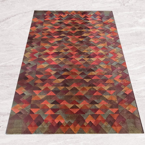 Image 1 of Schitterend geometrisch Italiaans wollen tapijt "Luxor" uit de jaren 80 van Missoni voor T&J Vestor