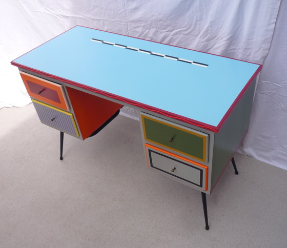 Image 1 of Bureau  vintage 4 Tiroirs  sur pieds compas